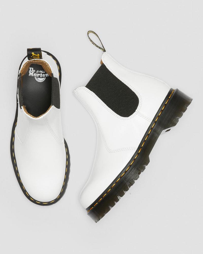 White Men's Dr Martens 2976 Bex Smooth Leather Ankle Boots | CA 418AHK